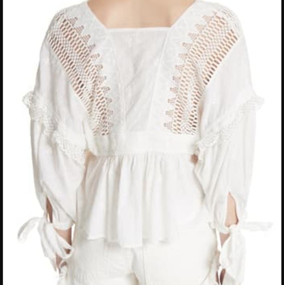 Free People Drive You Mad Blouse Cotton Lacey Embroidered Ivory Size Md & Lg NWT - Picture 9 of 16